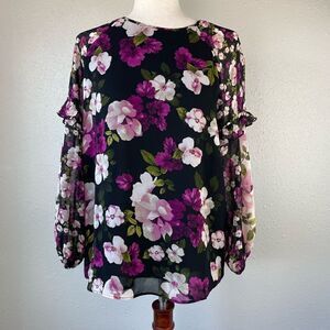 NWT Calvin Klein Floral Blouse Top Size S